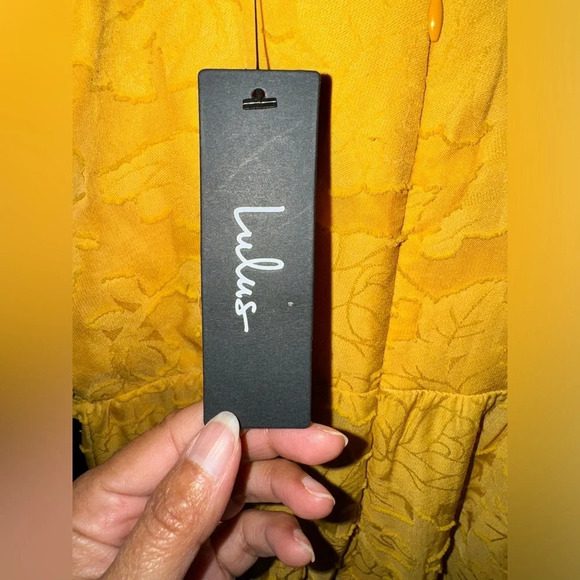 NWT Lulus Lovely Celebration Yellow Floral Burnout Chiffon Jumpsuit Size Large - Picture 5 of 15